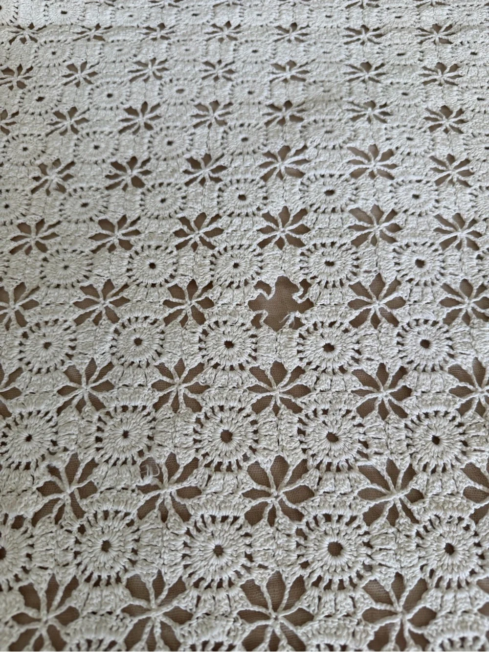Vintage Handmade Crochet Lace Heavy Holiday Tablecloth 80”x60” Rectangle
